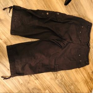 💕 3/30 EUC Brown tie cuff capris pockets 2XL